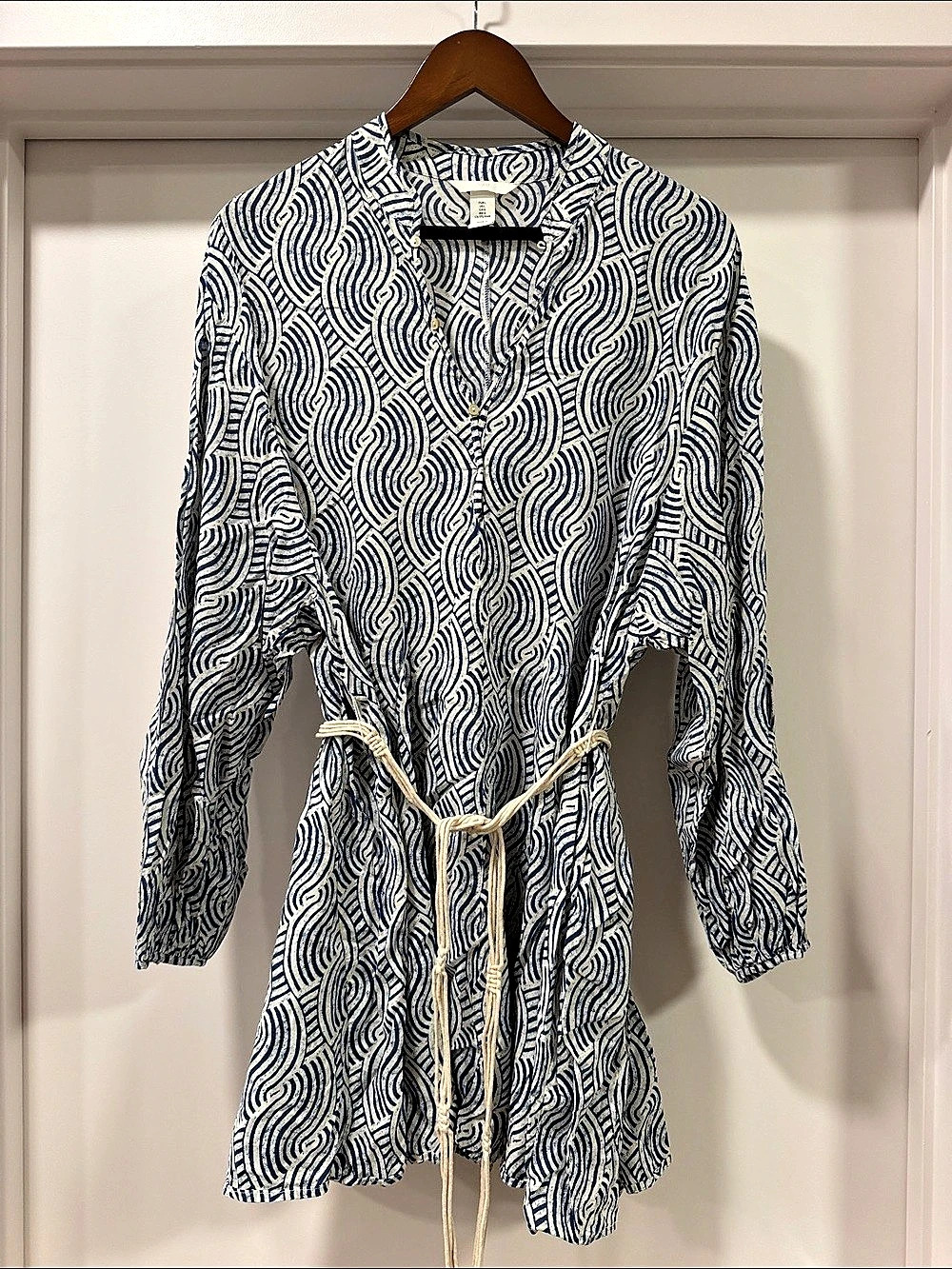 H&M Geometric Mini Dress Blue & White
